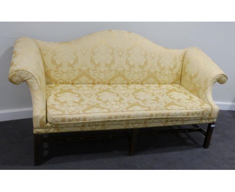 George III style sofa, upholstered in yellow silk damask, 191cm wide x 69cm deep x 97cm high CONDITION REPORT: 