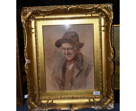 Henry Wright Kerr RSW, ARSA, (1857-1936) Portrait of a man, head and shoulders, signed, watercolour, 38cm by 27.5cm  CONDITIO