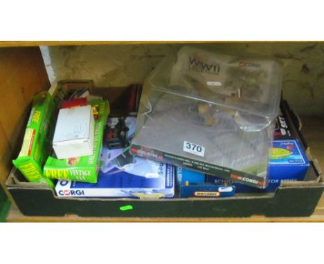 A Corgi WW2 Legends model plane boxed, other boxed Corgi models and other cars