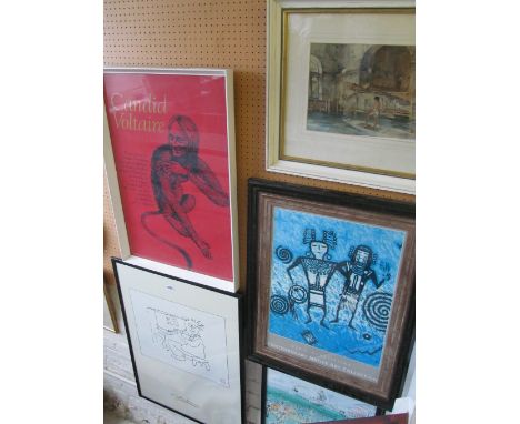 A Russell Flint print, Raol Duffy poster, Dan V Lomahaftewa poster and other prints