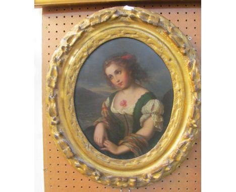 A Victorian portrait of a girl on zinc panel