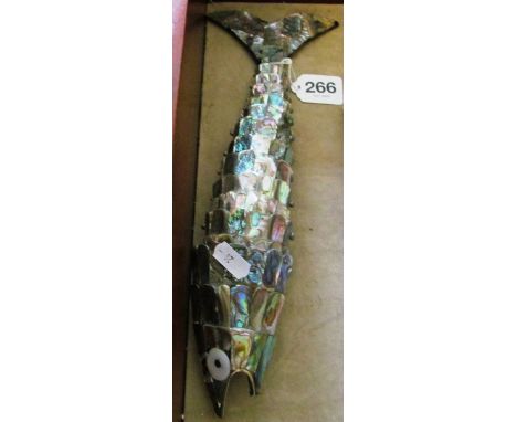 An articulated mother of pearl fish