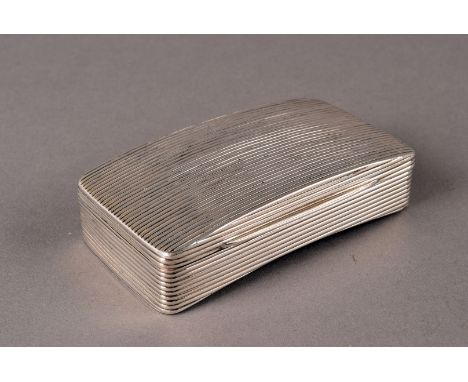 A 19th century French silver snuff box, of arched floor, with hidden hinge and ribbed finish 2.5ozt. 8.5cm W 
