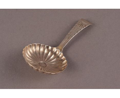 A George III silver tea caddy spoon by Joseph Taylor, having circular fluted bowl, Birmingham 1804 