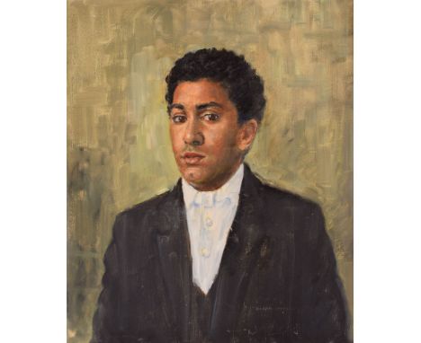 Bernard Hailstone RP (1910-1987), portrait study oil on canvas, believed to be an Etonian scholar, Portrait of a Middle Easte