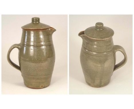 LEACH POTTERY.
A Leach Pottery Standard Ware coffee pot or soup jug. Impressed Pottery seal. Height 26cm