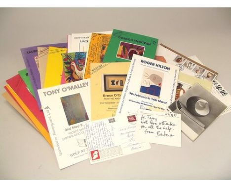 ARTIST'S EPHEMERA.
A signed correspondence card from Barbara Hepworth, a postcard from Tony O'Malley, a collection of Wolf at