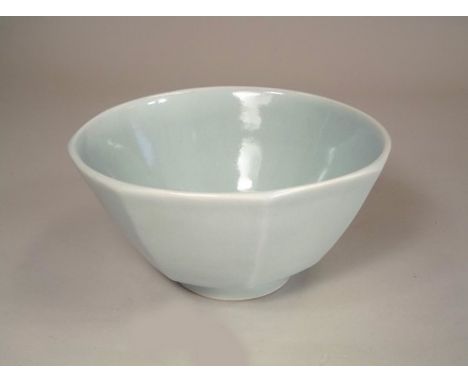 RICHARD BROOKS.
A porcelain cut-sided bowl by Richard Brooks. Impressed mark. Diameter 18cm. 
Note: Australian potter & forme