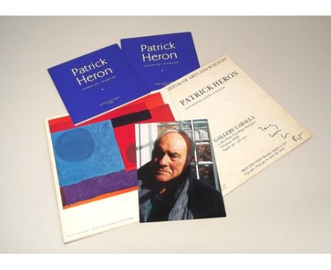 EXHIBITION INVITATIONS ETC: PATRICK HERON.
Signed Patrick Heron private view invitation & two publicity cards for his Gallery