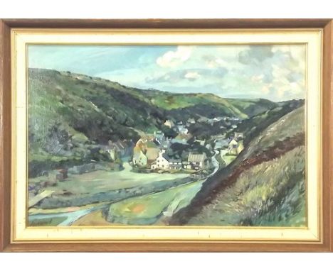 PETER R. LOCKWOOD.
Boscastle. Oil on board. Signed. Artist's number to the reverse.
40 x 59cm.
Note: Peter Lockwood (1926-199
