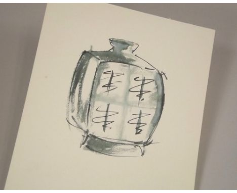 BERNARD LEACH DRAWING.
Bernard Leach brush & ink drawing from a sketch book of a vases. Unsigned. Paper size 21 x 15cm.
Prove