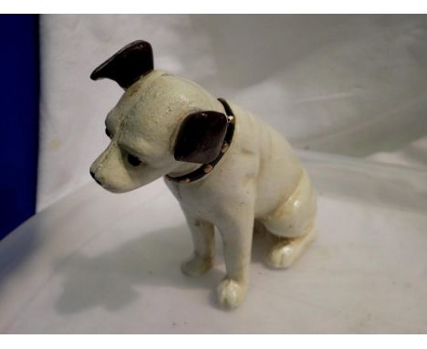 Cast iron Nipper the HMV dog moneybox, H: 15 cm. UK P&amp;P Group 1 (£16+VAT for the first lot and £2+VAT for subsequent lots