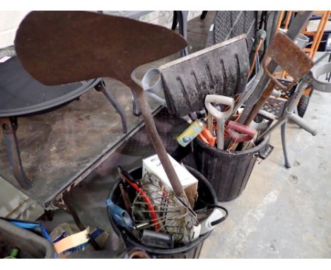 Bin of mixed tools to include a Performance Power angle grinder. Not available for in-house P&amp;P 