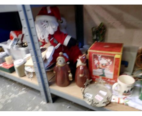 Shelf of Christmas decorations/Arts &amp; Craft materials and candles. Not available for in-house P&amp;P 