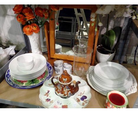 Shelf of ceramics to include Royal Worcester. Not available for in-house P&amp;P 