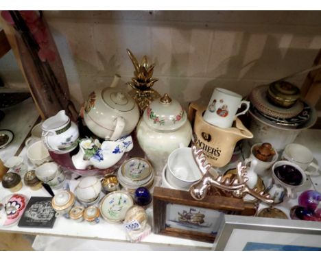 Shelf of mixed ceramics. Not available for in-house P&amp;P 