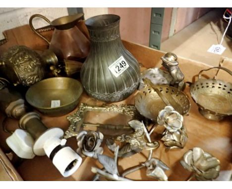 Mixed metal ware collection to include a lamp base, jugs, photo frame etc. Not available for in-house P&amp;P 