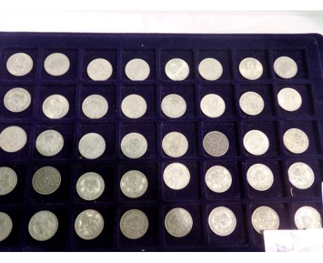 Tray of 40 Scottish and English versions of pre decimal shillings. UK P&amp;P Group 1 (£16+VAT for the first lot and £2+VAT f