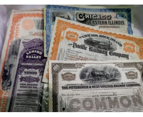 Quantity of 19th century American Railroad share certificates. UK P&amp;P Group 1 (£16+VAT for the first lot and £2+VAT for s