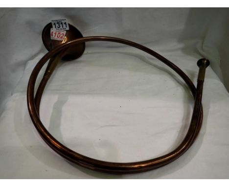 Large copper and brass bugle. Not available for in-house P&amp;P 