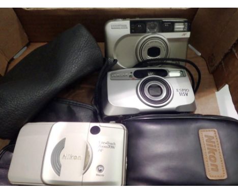 Three compact 35mm cameras, Nixon, Pentax &amp; Minolta. UK P&amp;P Group 2 (£20+VAT for the first lot and £4+VAT for subsequ