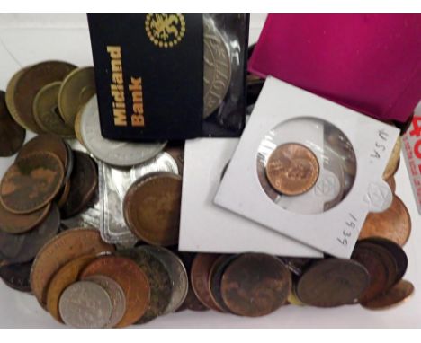 Quantity of mixed EU and USA coins. UK P&amp;P Group 2 (£20+VAT for the first lot and £4+VAT for subsequent lots) 