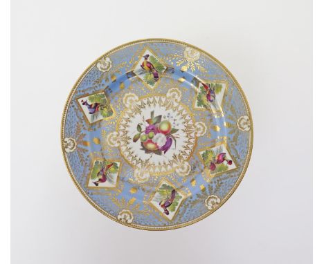 A Chamberlain Worcester plate in the Princess Charlotte pattern  c.1816-17, the well painted with a fruit and flower spray, t