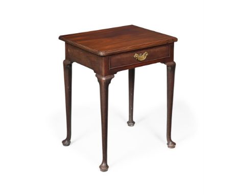 A GEORGE II MAHOGANY SIDE OR CHAMBER TABLE CIRCA 1740 The caddy moulded top with re-entrant corners above a drawer with origi