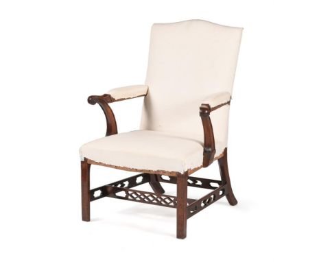 A GEORGE III MAHOGANY ARMCHAIR IN THE MANNER OF THOMAS CHIPPENDALE, CIRCA 1780 100cm high, 71cm wide, 68cm deep overall  Cond