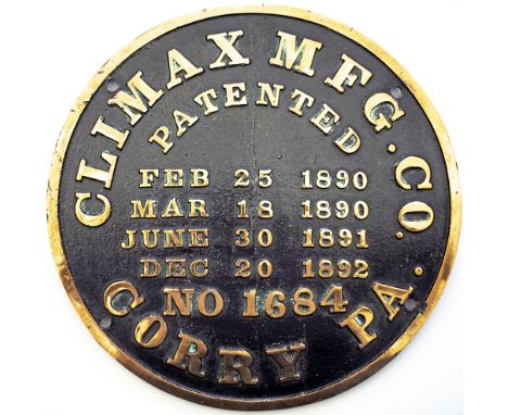 Worksplate CLIMAX MFG CORBY PA. PATENTED FEB 25 1890 MAR 18 1890 JUNE 30 1891 DEC 20 1892 NO 1684 Ex B.C.F.P. Timberland Deve
