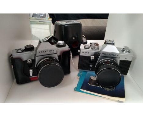 A Praktica MTL 3 SLR camera together with a Praktica LLC SLR camera (2) 