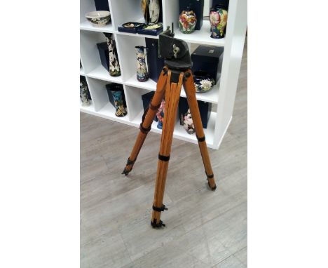 Two heavy duty camera tripods Williams, Brown &amp; Earle of Philidelphia beech wood and Gitzo No.2 