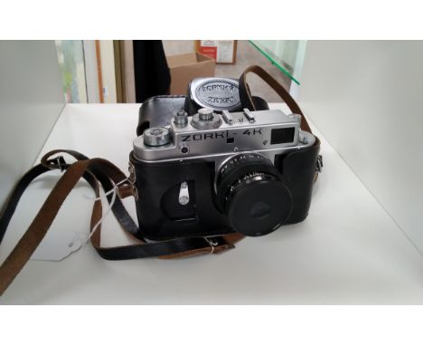 A Zorki 4K USSR rangefinder camera in leather case 