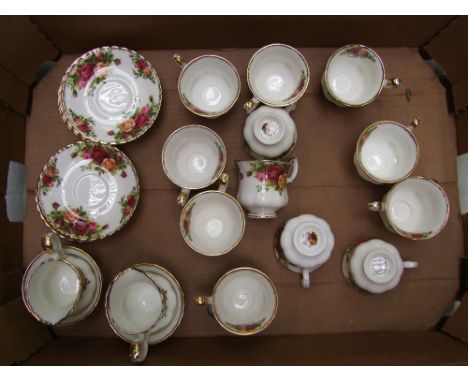 Royal Albert Old Country Roses: to include 12cups &amp; saucers, 2 cream jugs and 2 sugar bowls. All Firsts 