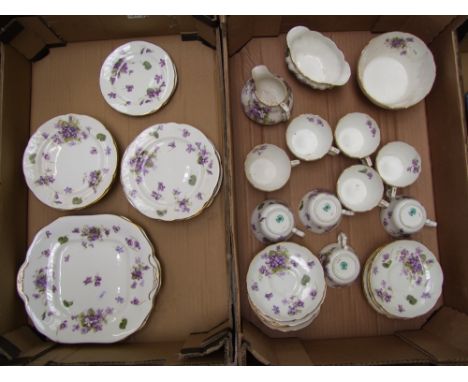 A collection of Hammersley Victorian Violets tea ware items 2 x cake plates, 12 x large side plates, 2 x side plates, 12 sauc