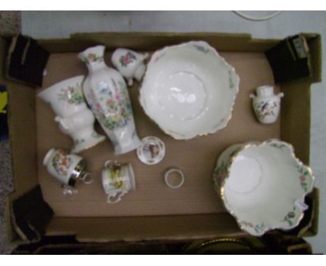 A mixed collection of Aysnley Ceramic items to include wild Tudor vase, Tudor planter, Cottage garden egg coddler etc (1 tray