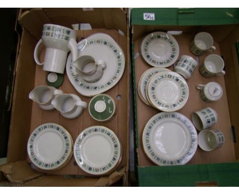 Royal Doulton Dinner ware items in the Tapestry pattern to include Coffee pot, 2 Cake Plates, 17 side plates, 6 Salad Plates,
