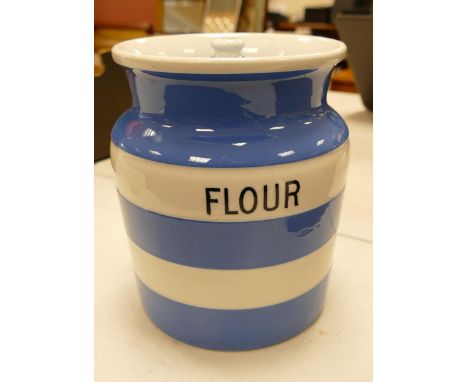 T.G. Green Cornish Ware Large Flour storage jar, height 19cm.