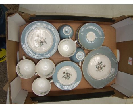 Royal Doulton Tea ware items in the Rose Elegans pattern to include Cake Plate, 6 side plates, 6 Salad Plates, 5 saucers, 6 t