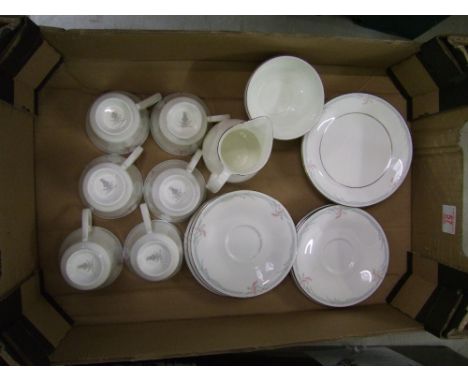 Royal Doulton Tea ware items in the Carnation pattern to include 6 side plates, 6 Salad Plates 6 saucers, 6 tea cups, milk ju