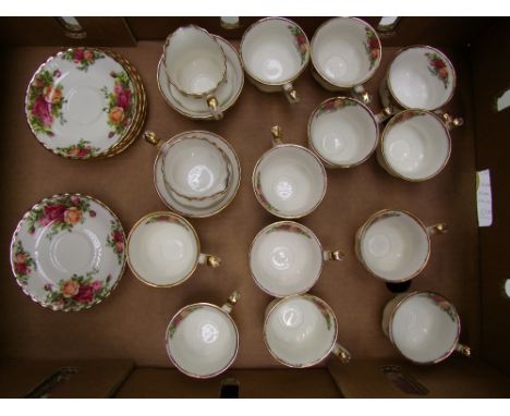 Royal Albert Old Country Roses: to include 12cups &amp; saucers, 2 cream jugs and 2 sugar bowls. All Firsts 