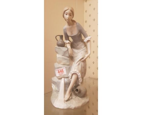 Nao figure of a lady at the water spring, height 33cm 