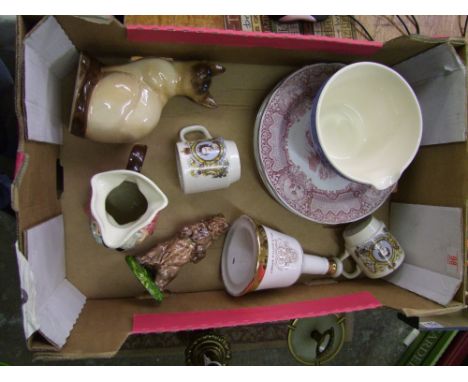 A mixed collection of ceramic items to include 6 Spode 'Seasons' plates, Commemorative Mugs, T.G Green pottery Blue and white