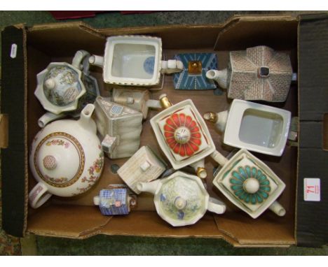 A collection of ceramic tea pots including Sadler examples etc 