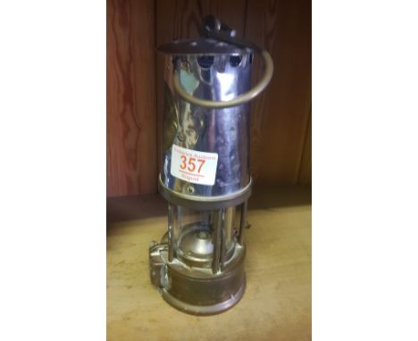 Type 6 Eccles miners lamp in brass and steel. 