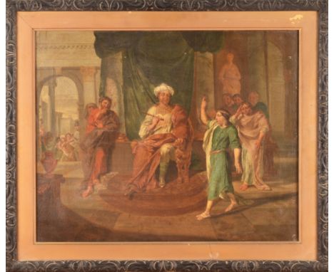 After&nbsp;Samuel Dirksz van Hoogstraten (Dutch, 1627-1678) a court scene with figures in an interior, possibly King Soloman,