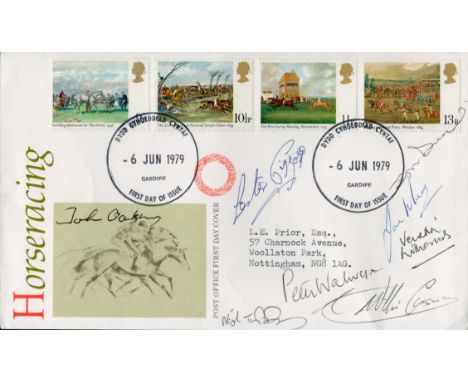 Sport Multi-signed Horseracing FDC. Signed by 8. Signatures include Lester Piggott, John Dunlop, Venetia Williams, Peter Walw
