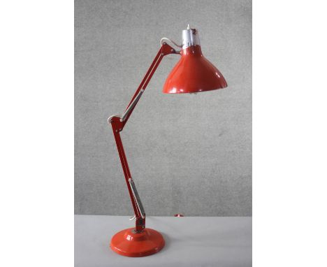 A vintage 1001 Lamps Ltd red angle poise style desk lamp. Makers label on base.
H.78 W.20 cm. 