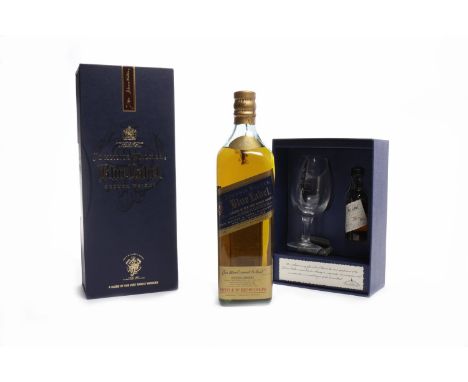 JOHNNIE WALKER BLUE LABELBlended Scotch Whisky. Bottle no. RZ009196JW. 75cl, 43% volume, in carton. 'THE SECRET OF JOHNNIE WA