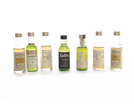 LOT OF SEVEN SINGLE MALT SCOTCH WHISKY MINIATURESTo include Linlithgow Old Malt Cask Aged 26 Years (50% volume), Kinclaith 19